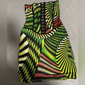 Green and Black Strapless Bodycon Dress for Night Out